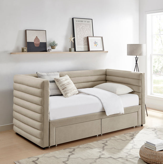 Bellatrix Fabric Day Bed With Drawer