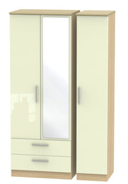 Knightsbridge Tall Triple 2 Drawer Mirror Wardrobe