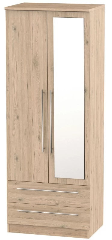 Sherwood 2 Drawer Mirrored Wardrobe