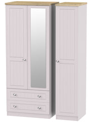 Vienna Tall Triple 2 Drawer Mirror Wardrobe